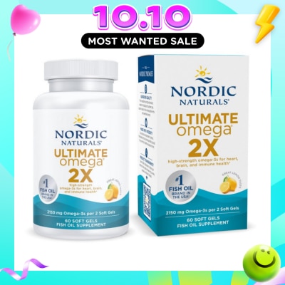 NORDIC NATURALS Ultimate Omega 2X Omega 3 Fish Oil Softgel Lemon Flavour (For General Wellness Healthy Heart & Eyes) 60s image