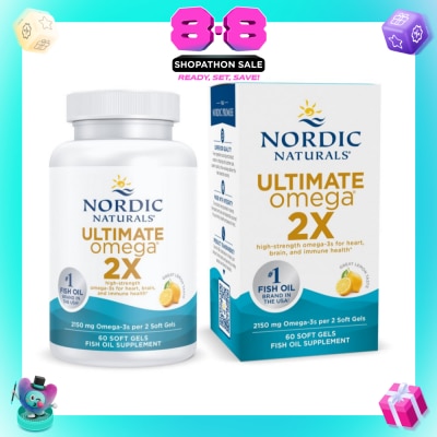 NORDIC NATURALS - Ultimate Omega 2X Omega 3 Fish Oil Softgel Lemon Flavour (For General Wellness Healthy Heart & Eyes) 60s
