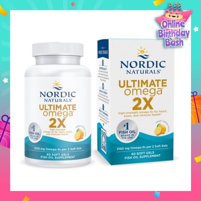 NORDIC NATURALS Ultimate Omega 2X Omega 3 Fish Oil Softgel Lemon Flavour (For General Wellness Healthy Heart & Eyes) 60s