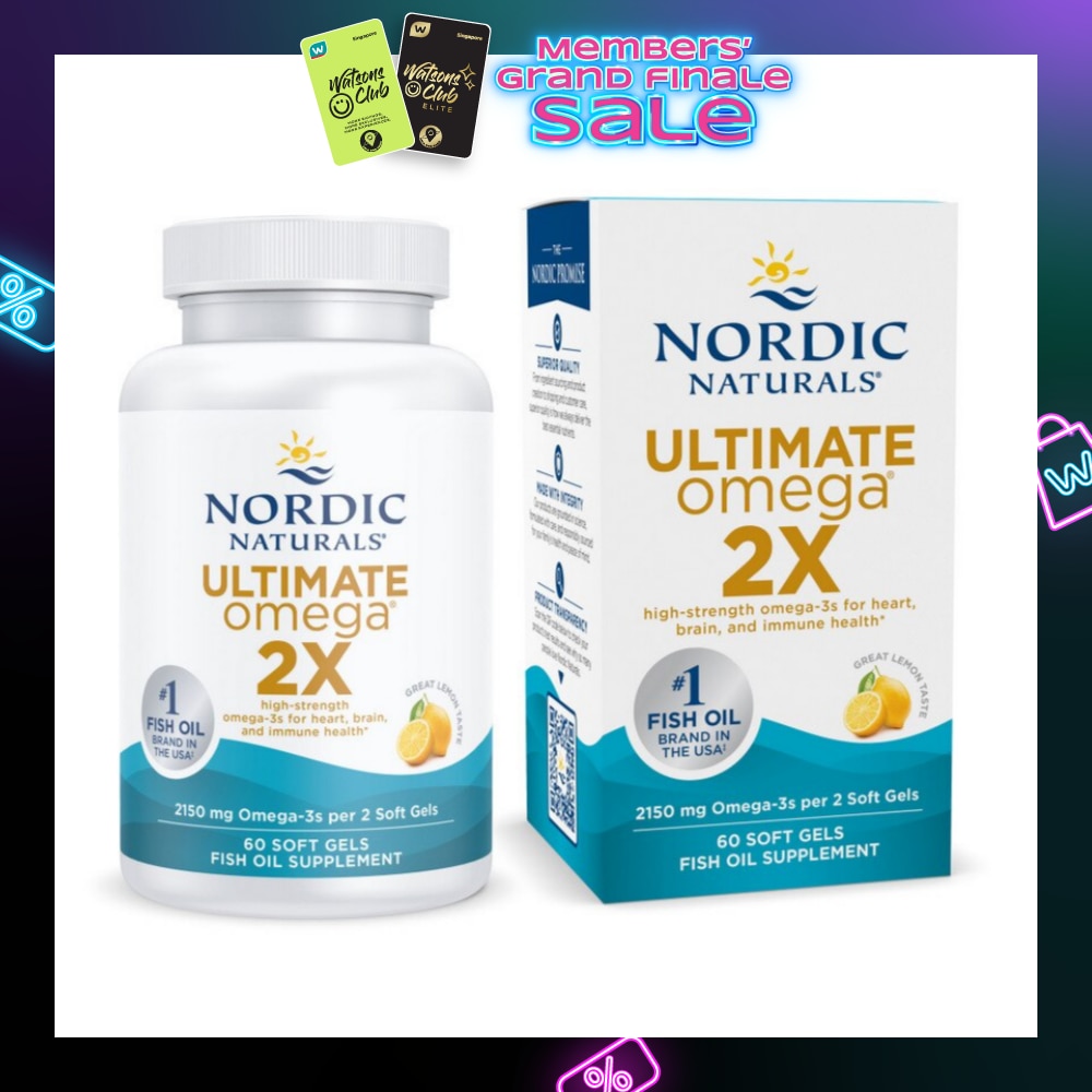 Ultimate Omega 2X Omega 3 Fish Oil Softgel Lemon Flavour (For General Wellness Healthy Heart & Eyes) 60s (Expiry: May`2026)