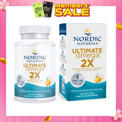 NORDIC NATURALS Ultimate Omega 2X Omega 3 Fish Oil Softgel Lemon Flavour (For General Wellness Healthy Heart & Eyes) 60s (Expiry: May`2026)