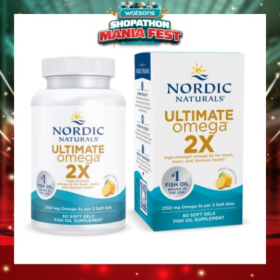 NORDIC NATURALS - Ultimate Omega 2X Omega 3 Fish Oil Softgel Lemon Flavour (For General Wellness Healthy Heart & Eyes) 60s