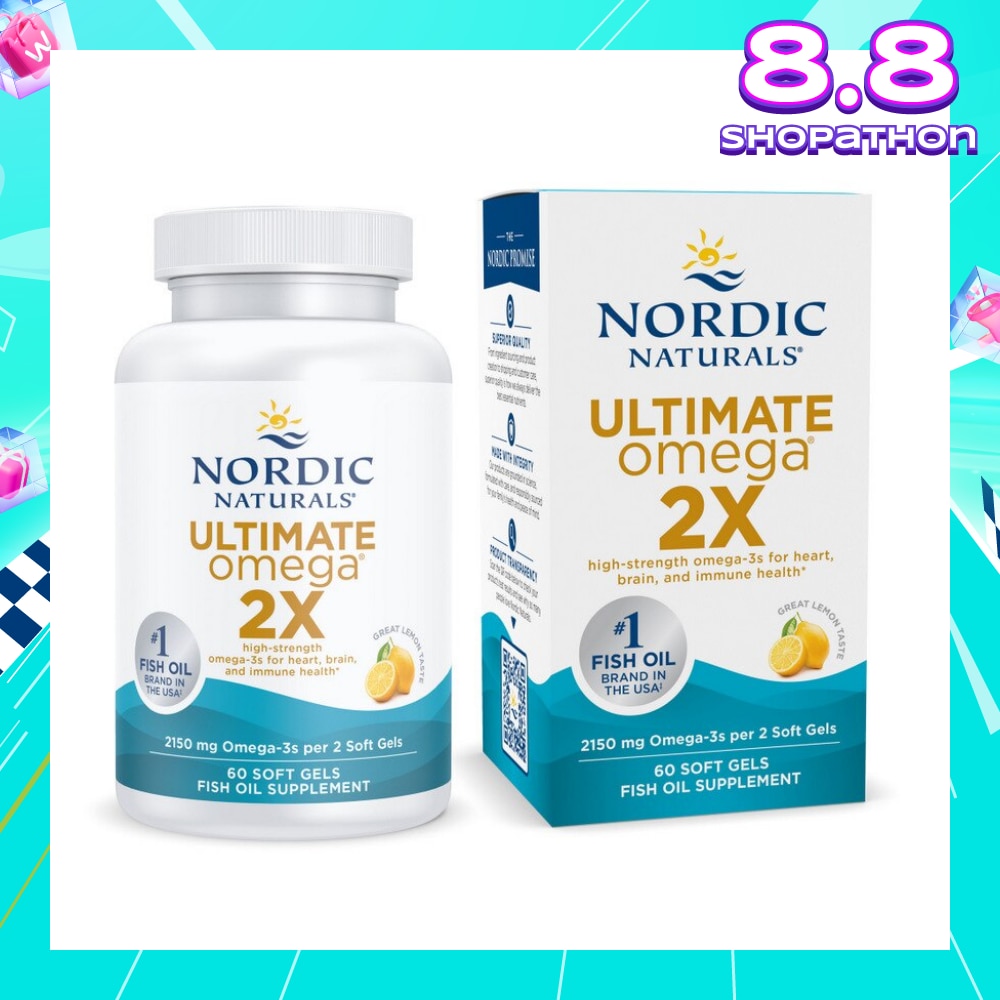 Ultimate Omega 2X Omega 3 Fish Oil Softgel Lemon Flavour (For General Wellness Healthy Heart & Eyes) 60s