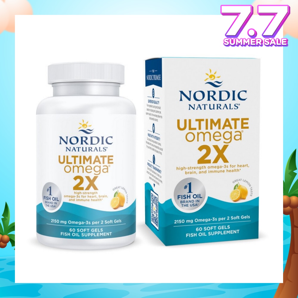 Ultimate Omega 2X Omega 3 Fish Oil Softgel Lemon Flavour (For General Wellness Healthy Heart & Eyes) 60s