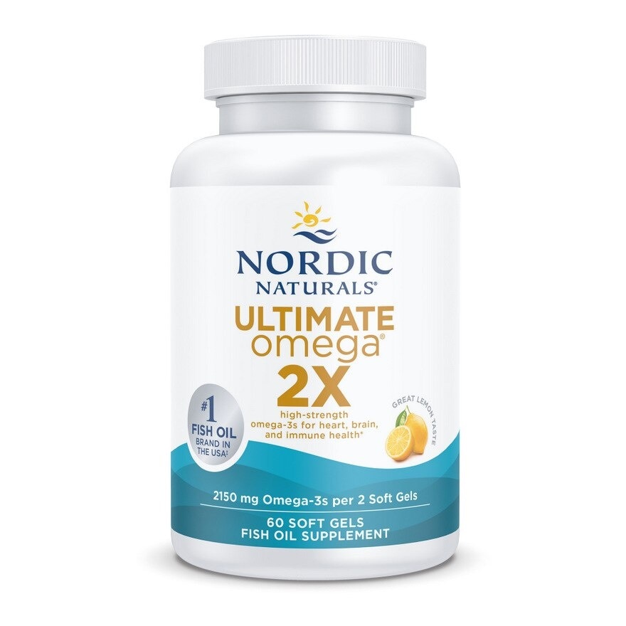 Ultimate Omega 2X Omega 3 Fish Oil Softgel Lemon Flavour (For General Wellness Healthy Heart & Eyes) 60s