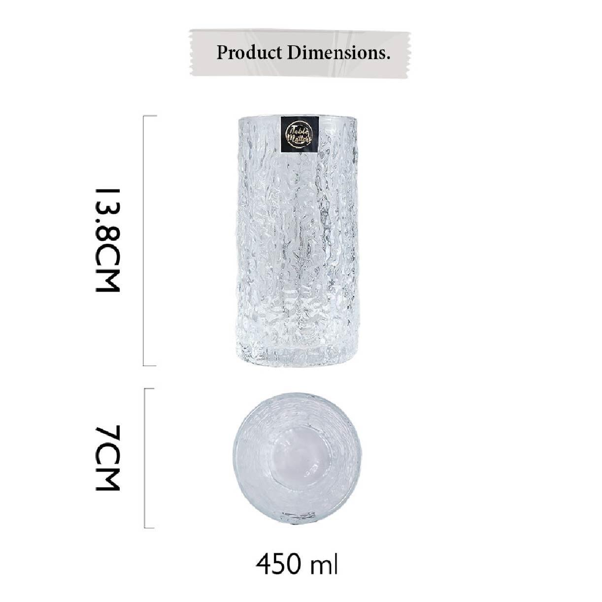 TAIKYU Bark Textured Drinking Glass CGDB33400 (High Quality And Lead-Free Glass) 350ml