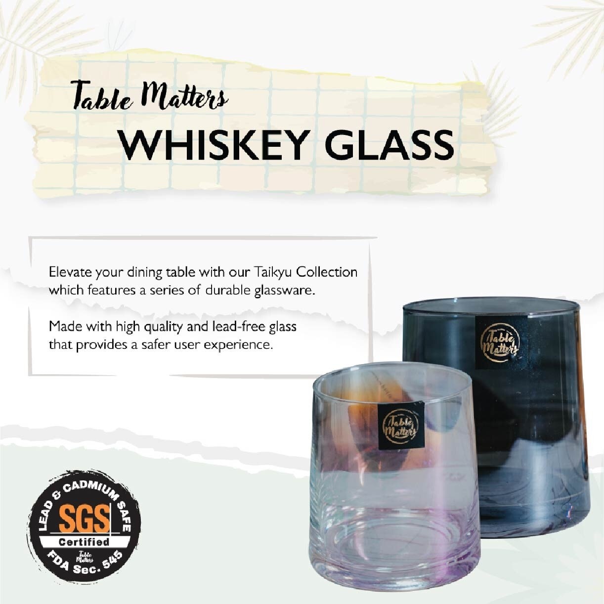 Taikyu Grey Whiskey Glass 260ml CGWG36260 (Set of 2) 1s