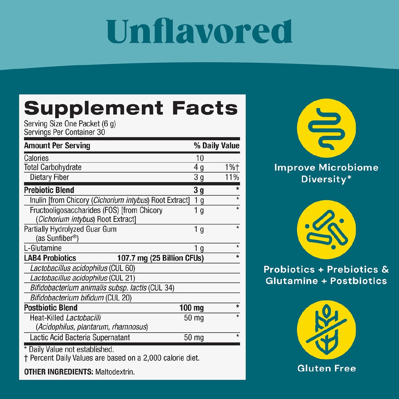 Gut Health Complete Synbiotic 4-in-1 Digestive Support Powder 25B CFU Sachet 30s