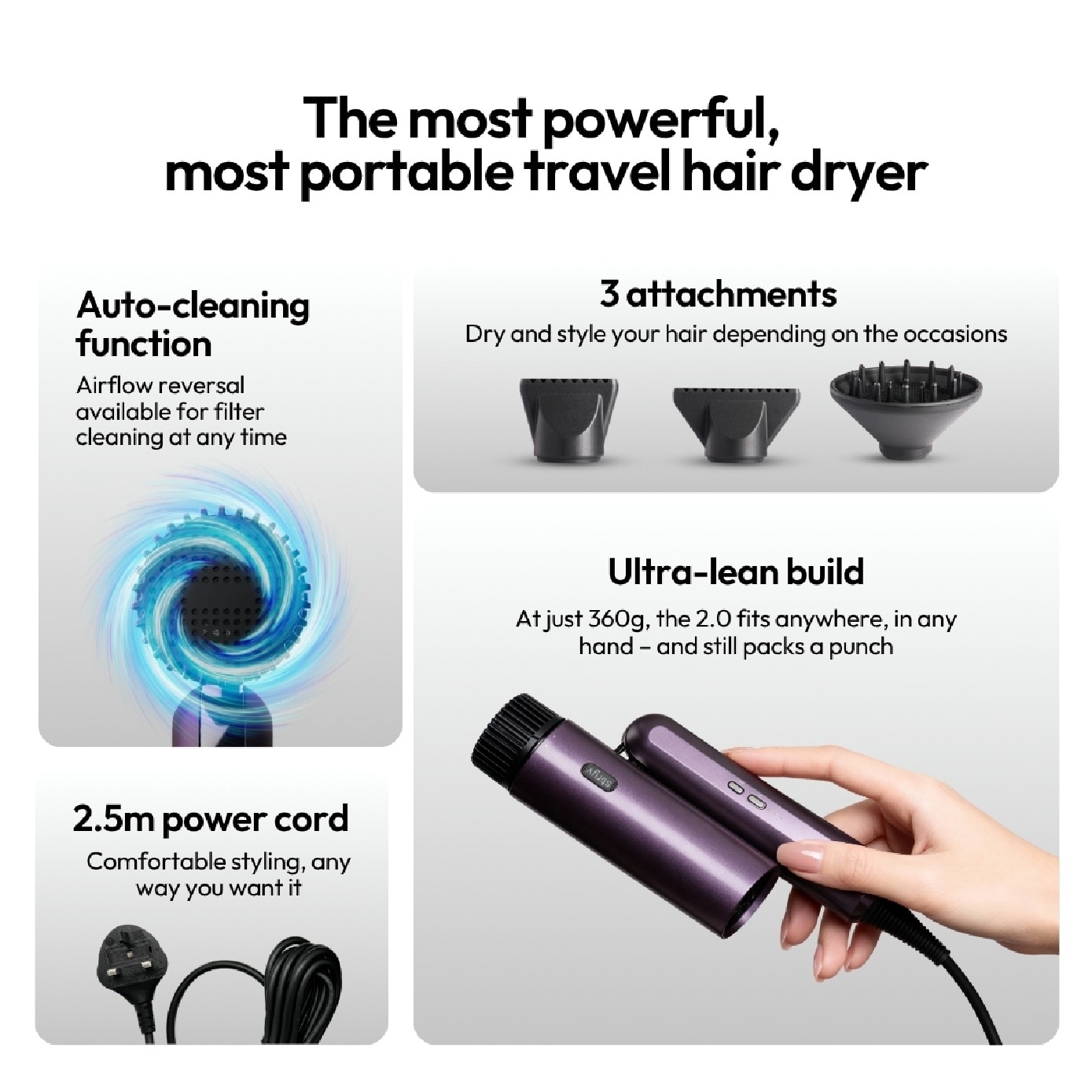 ProTraveller 2.0 Purple Hairdryer 1s