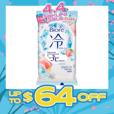 KAO BIORE - Cool Body Wipe Sheet Peach Scent (Removes Sweat & Body Odour) 20s