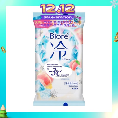 KAO BIORE Cool Body Wipe Sheet Peach Scent (Removes Sweat & Body Odour) 20s