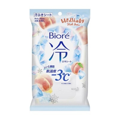 KAO BIORE Cool Body Wipe Sheet Peach Scent (Removes Sweat & Body Odour) 20s