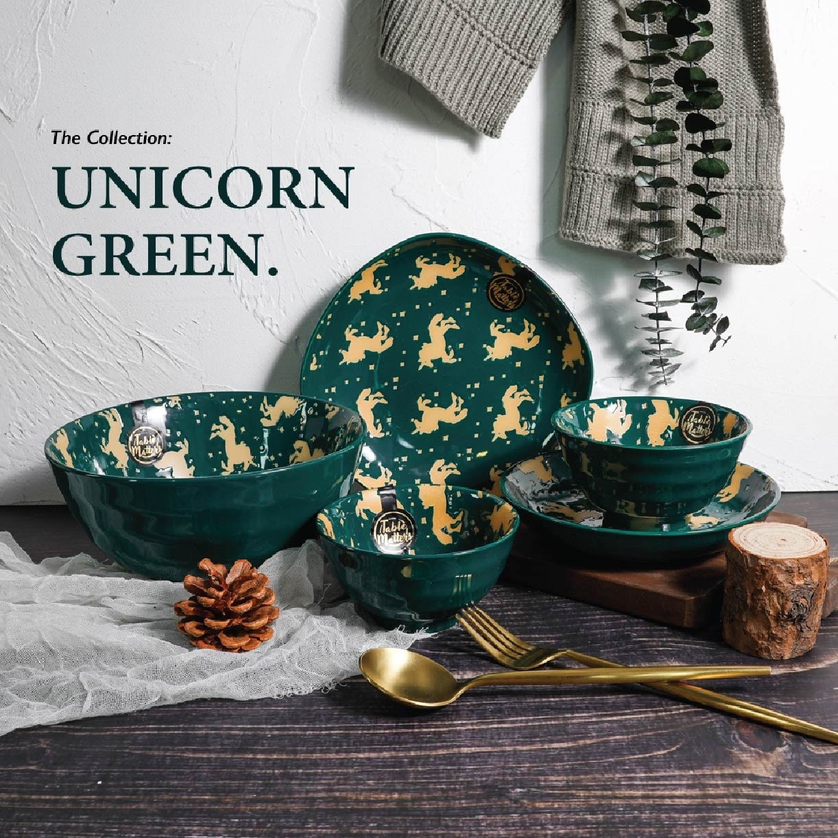 Hand Painted 4.5 inch Unicorn Green Threaded Bowl UG12045 (Set of 4) 1s