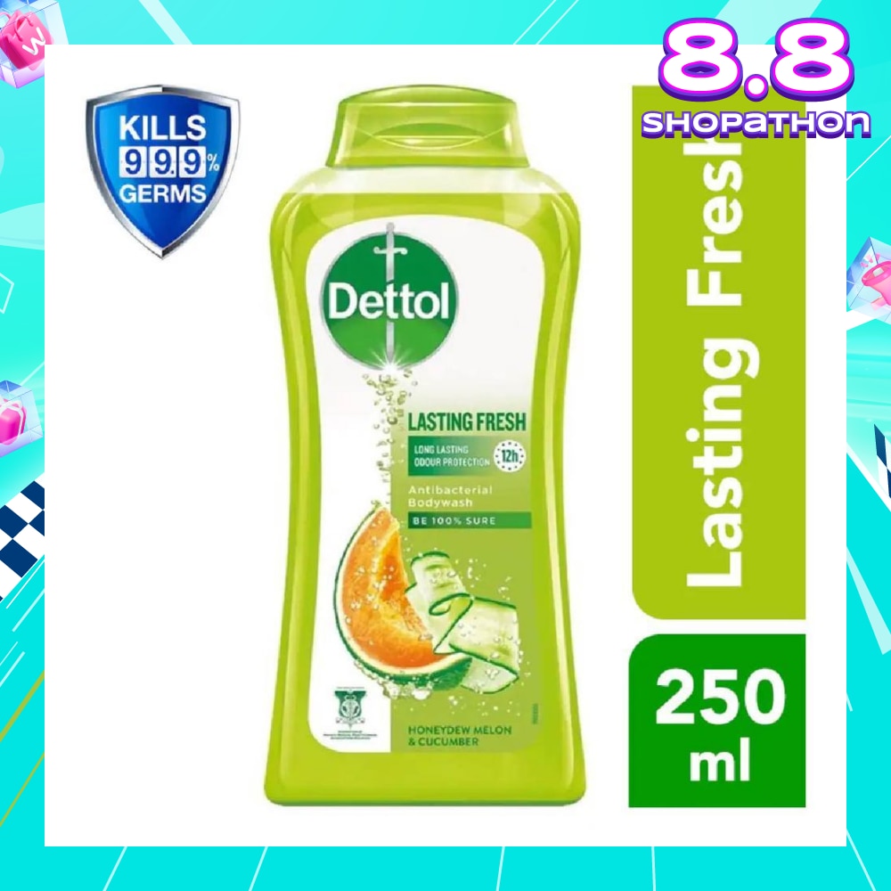 Dettol Lasting Fresh Anti-Bacterial Bodywash 250ml (Honeydew Melon & Cucumber)