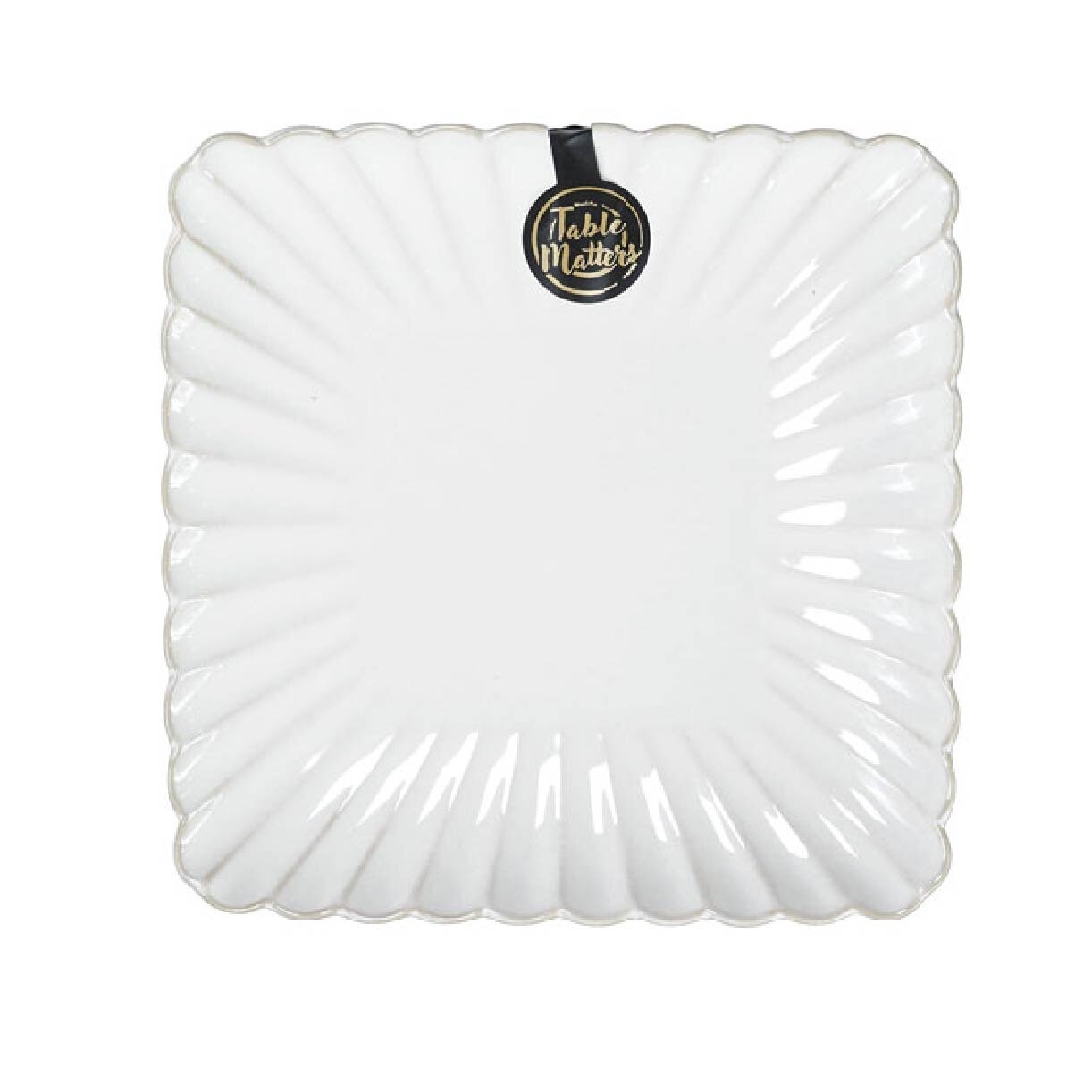 8 inch Square Plate WS45080 White Scallop 1s