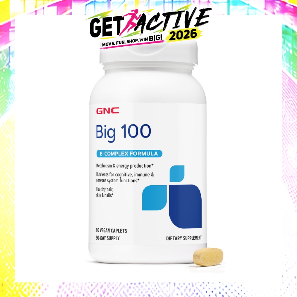 GNC Big 100 B-Complex Formula Vegan Caplet 90s image