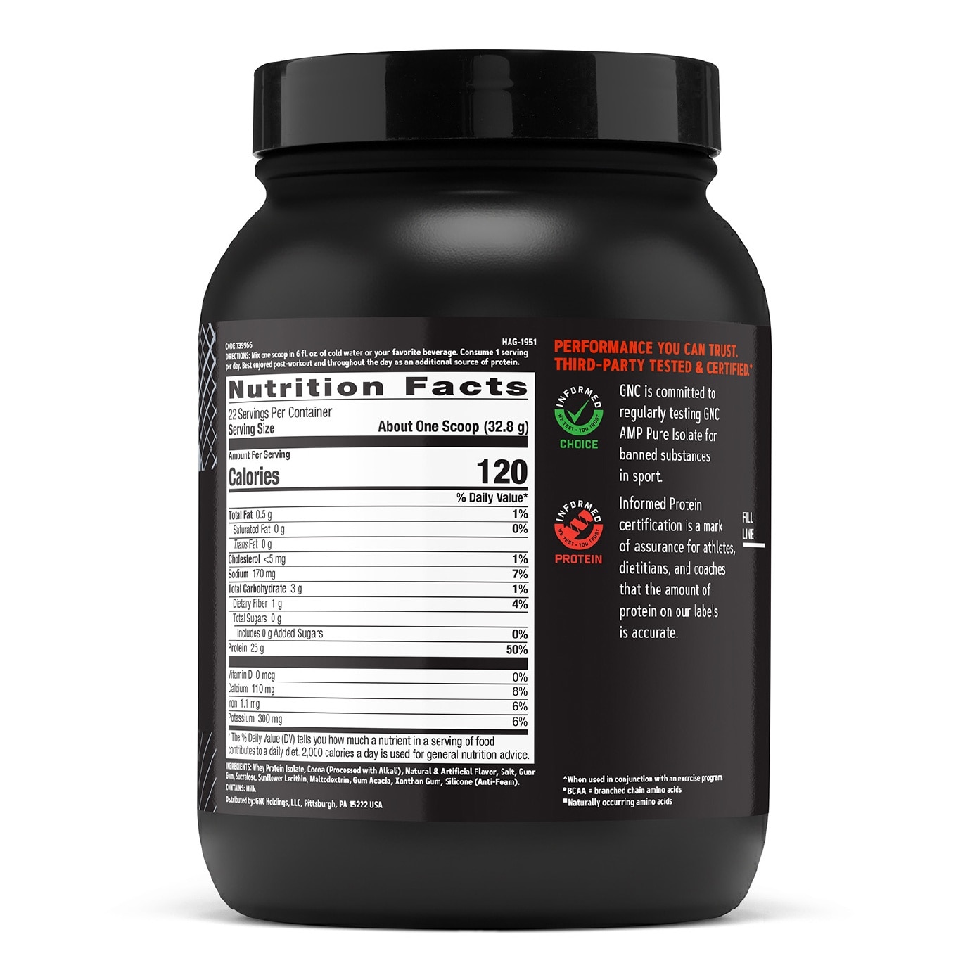 AMP Micro-Filtered Whey Protein Pure Isolate Chocolate Frosting 721.6g image