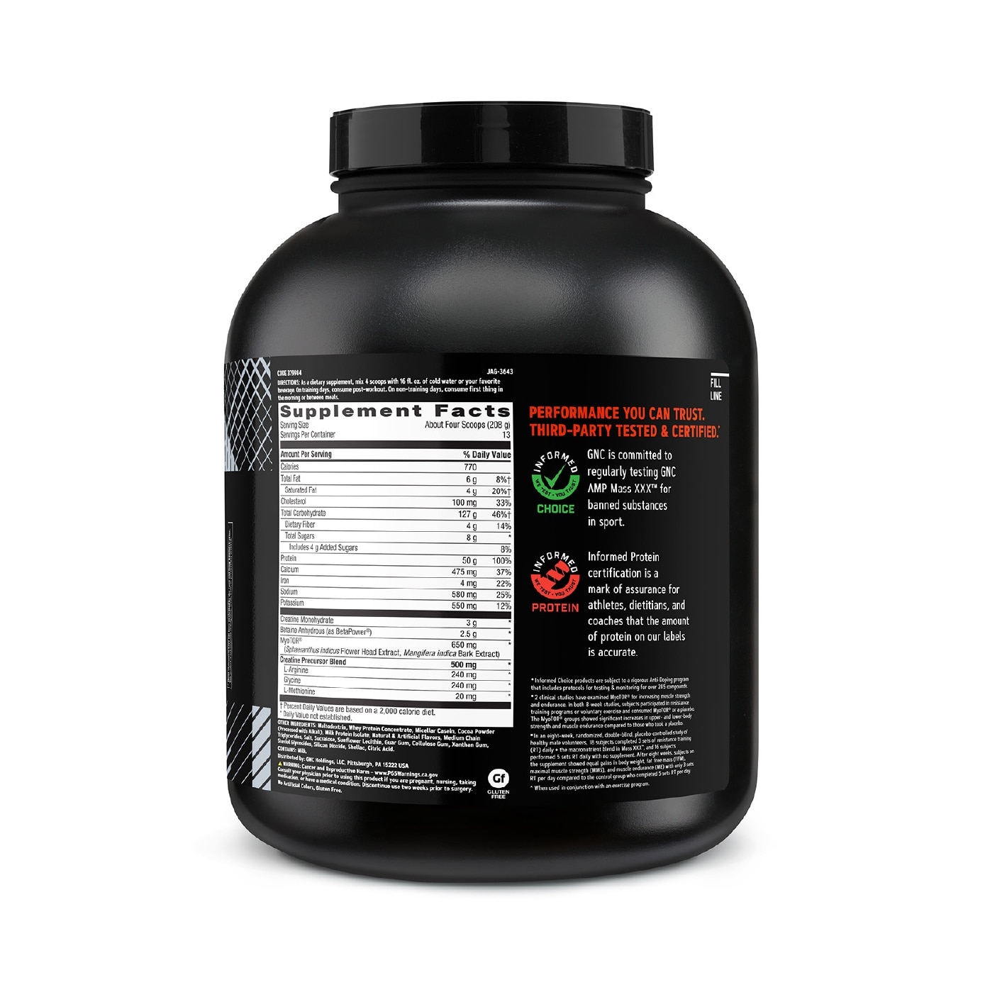 AMP Mass XXX with MyoTor® Chocolate Flavour 2704g (13 Servings)