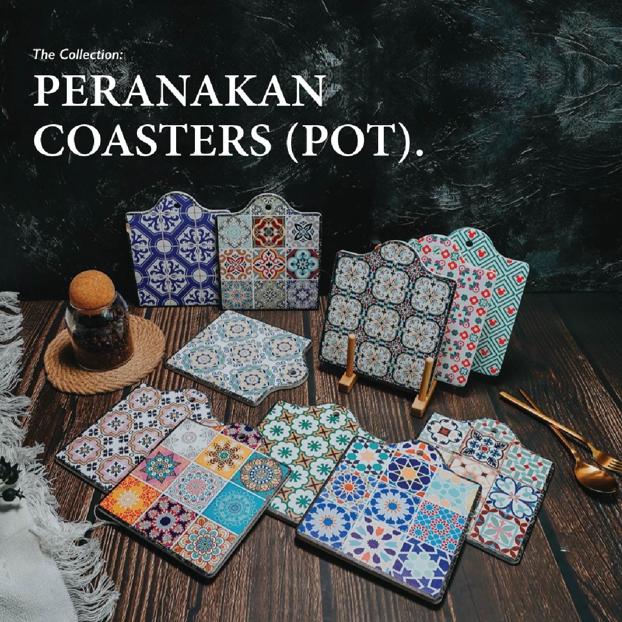 Peranakan  Coaster (Cup)-C PC61040C (Heat Resistance + Thermal Insulator + Cork Backing To Prevent Scratches) 0.125kg