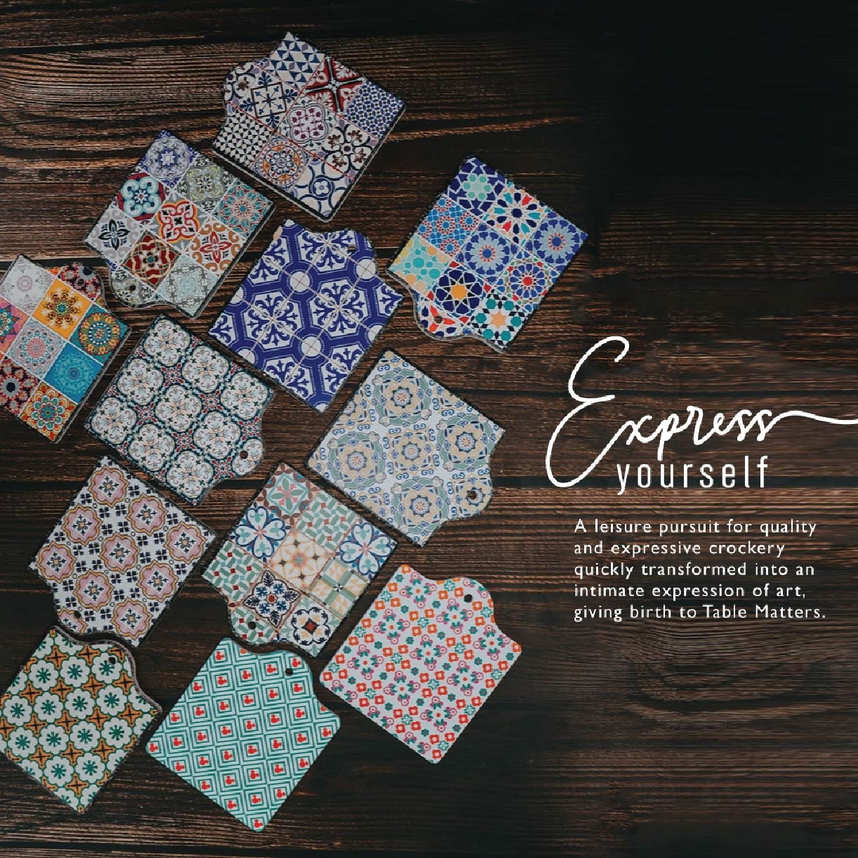 Peranakan Coaster (Pot)-G PC60060G (Heat Resistance + Thermal Insulator + Cork Backing To Prevent Scratches) 0.35kg