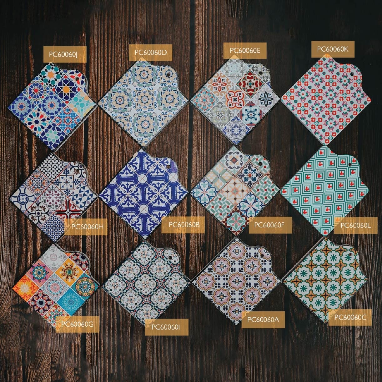 Peranakan Coaster (Pot)-G PC60060G (Heat Resistance + Thermal Insulator + Cork Backing To Prevent Scratches) 0.35kg