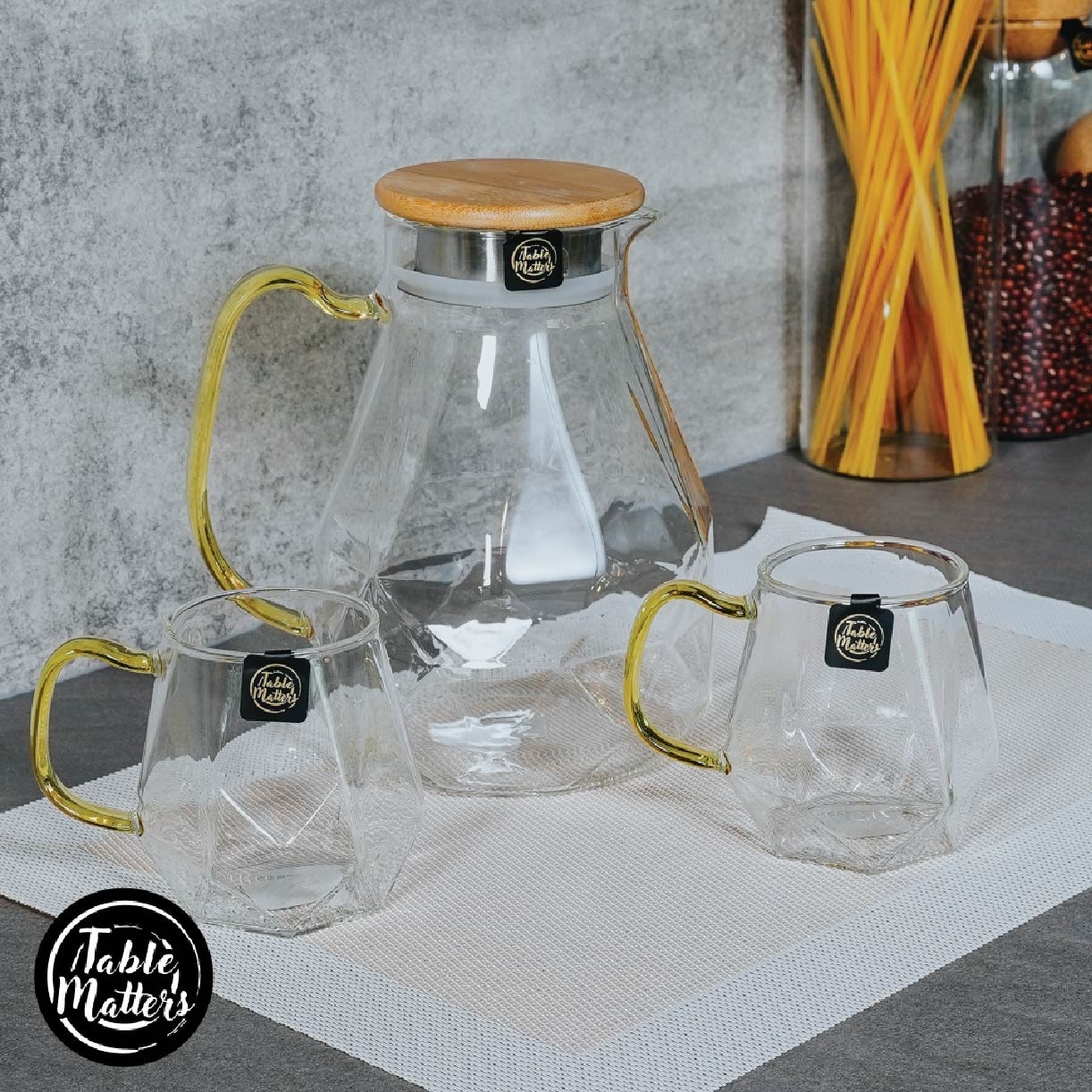 TAIKYU Gold Handle Diamond Glass CGWH34320 (High Quality And Lead-Free Glass) 340ml