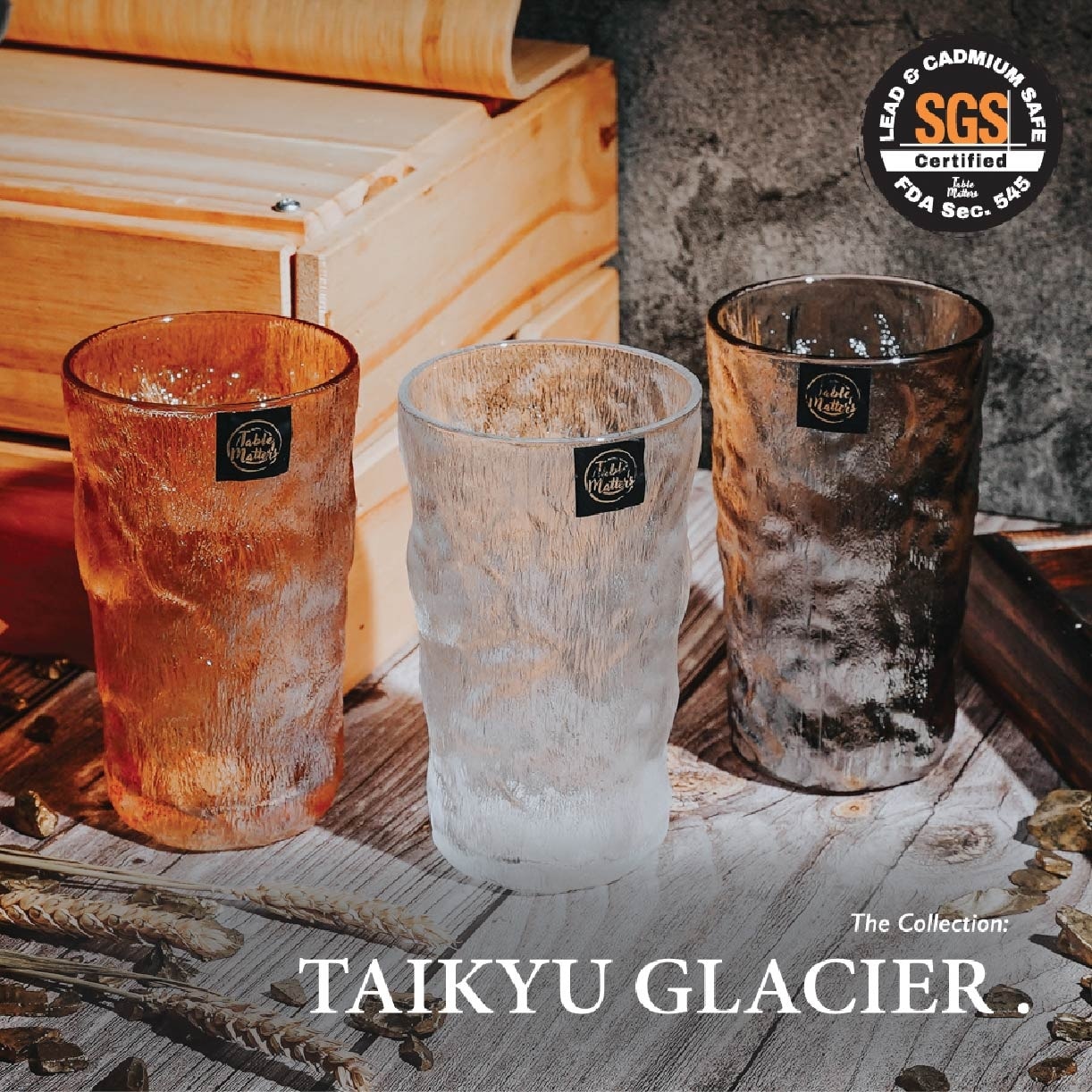 TAIKYU Amber Glacier Whiskey Glass CGGA36380 (High Quality And Lead-Free Glass) 380ml