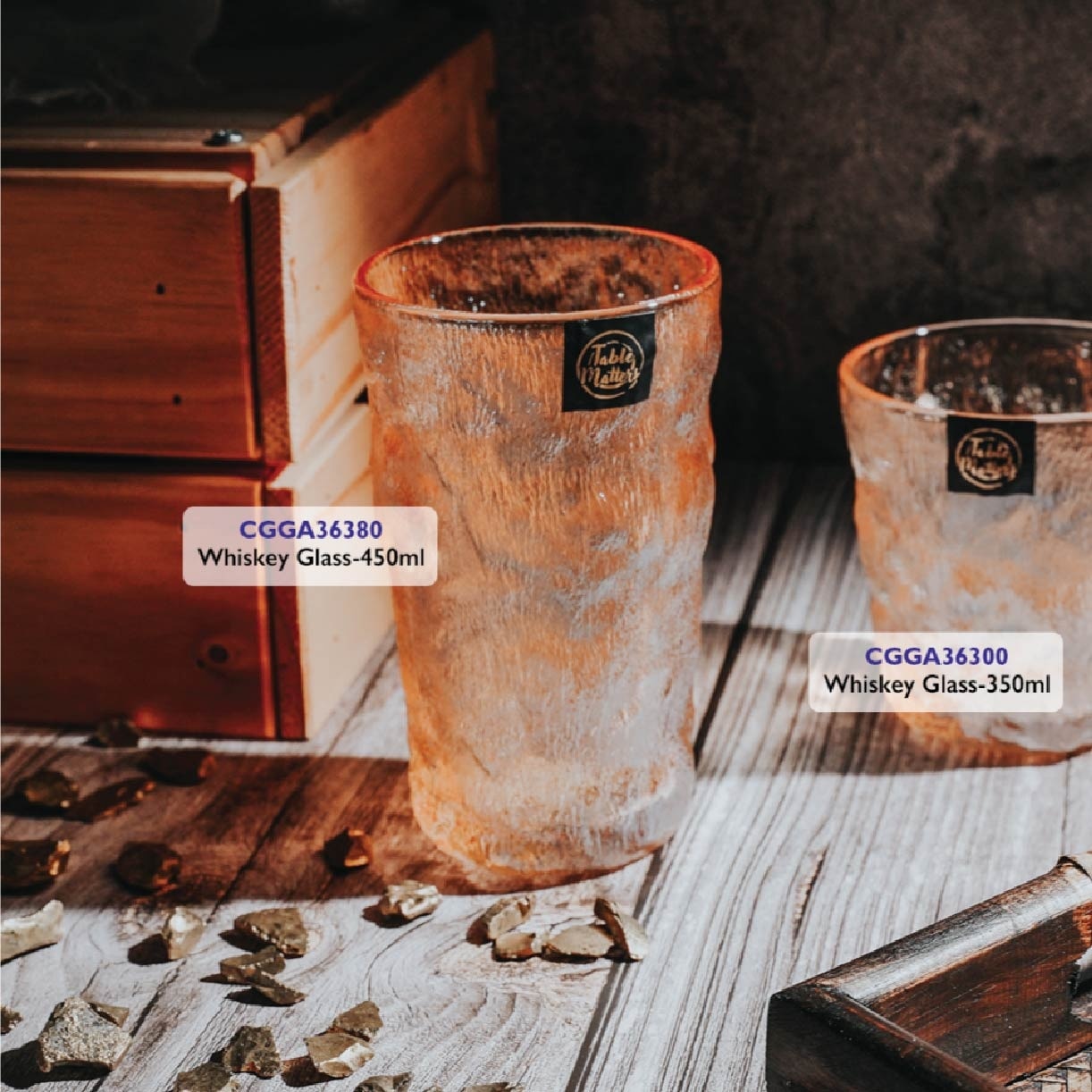 TAIKYU Amber Lace Drinking Glass CGLA33350 (High Quality And Lead-Free Glass) 400ml