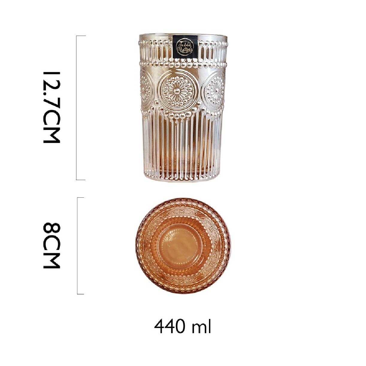 TAIKYU Amber Lace Drinking Glass CGLA33350 (High Quality And Lead-Free Glass) 400ml