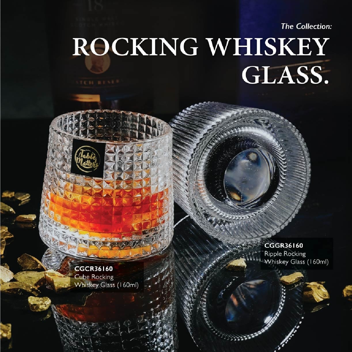 TAIKYU Cube Rocking Whiskey Glass CGCR36160 (High Quality And Lead-Free Glass) 160ml