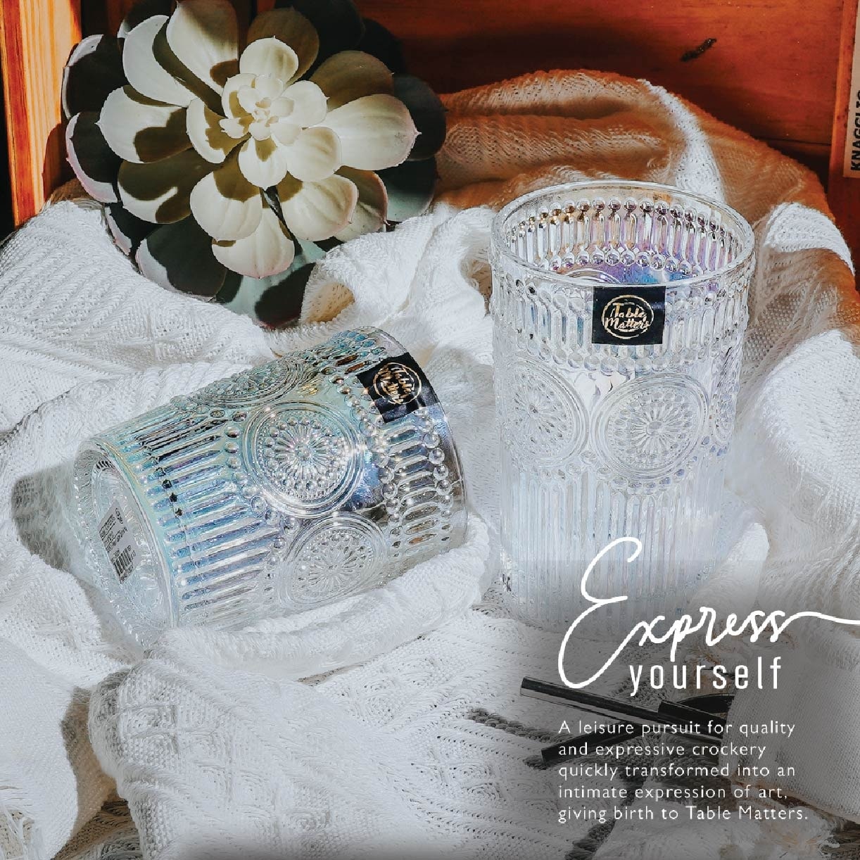Taikyu Pearl Lace Drinking Glass 350ml CGLP33350 (Set of 2) 1s