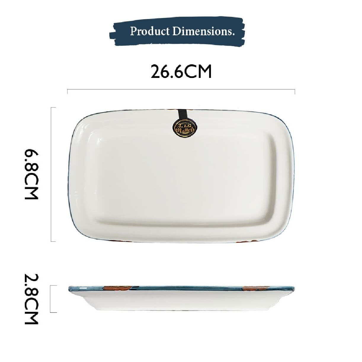 Enamel Blue 10.5 inch Rectangular Plate EB47105 (Lead And Cadmium Free + Microwave + Oven + Dishwasher Safe) 0.63kg