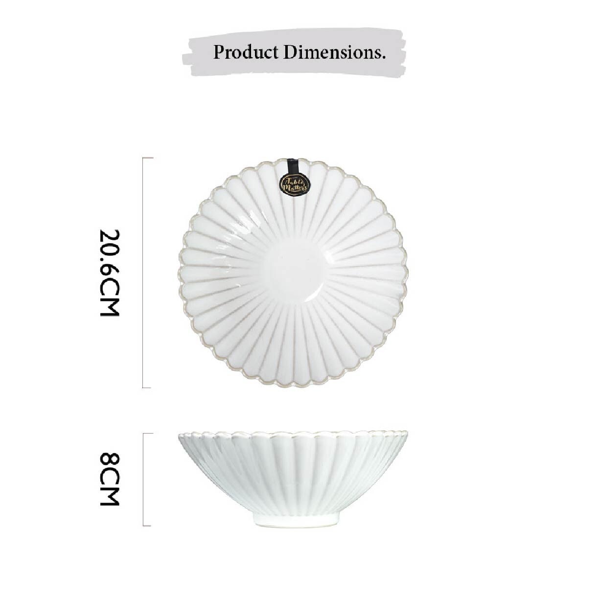8 inch Ramen Bowl WS11080 White Scallop 1s