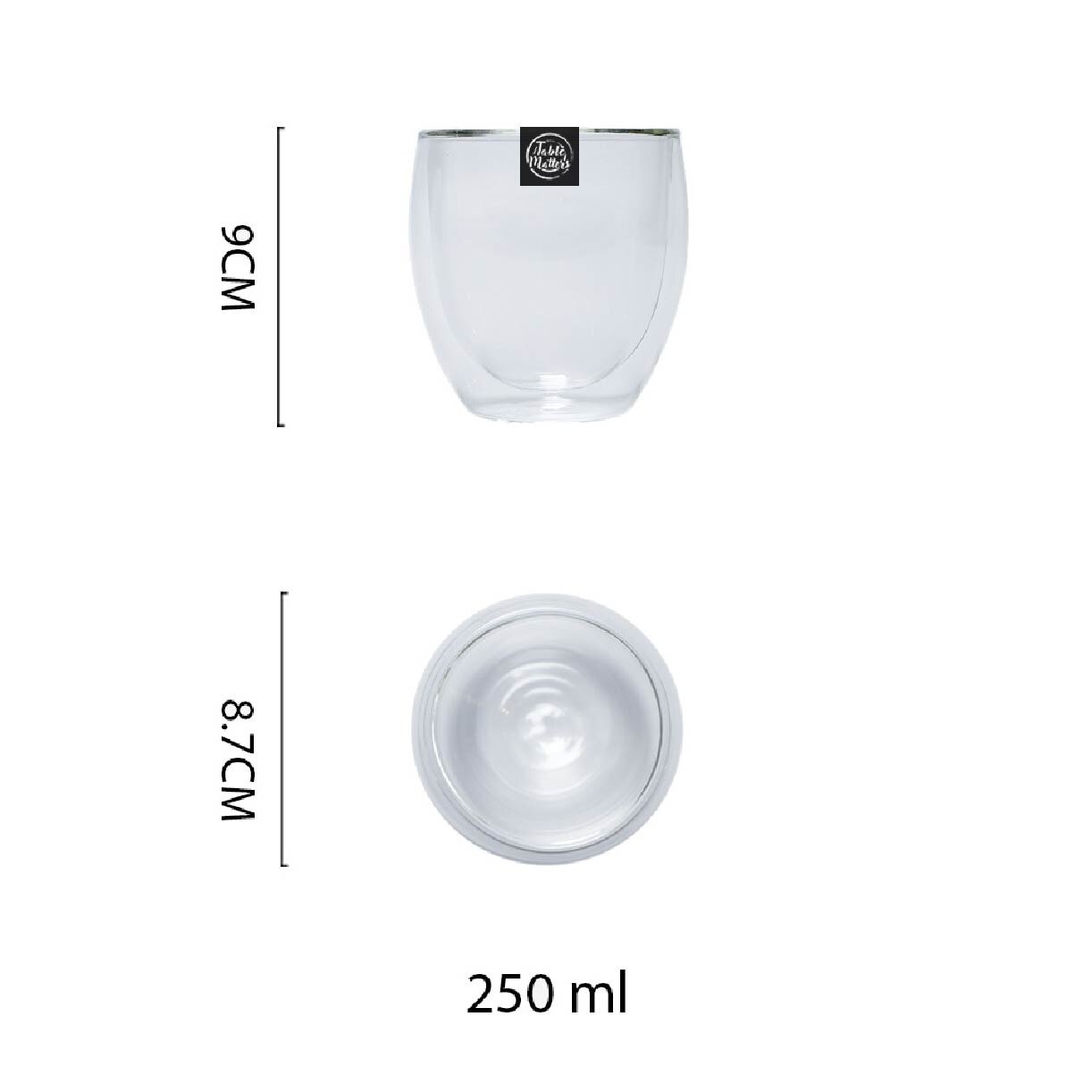 TAIKYU Double Wall Drinking Glass CGDW33250 (High Quality And Lead-Free Glass) 240ml