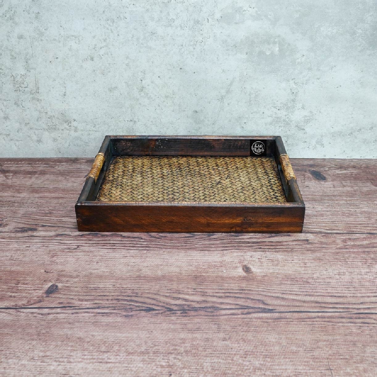 9 inch Wood Rattan Serving Tray TWRW65090 (Eco-Friendly And Highly-Sustainable Material) 0.36kg