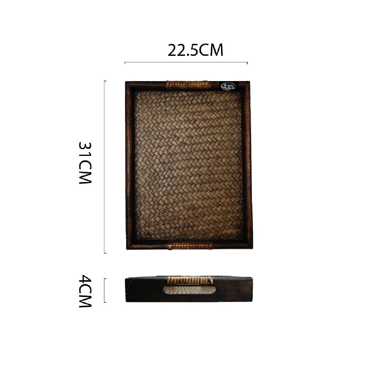 9 inch Wood Rattan Serving Tray TWRW65090 (Eco-Friendly And Highly-Sustainable Material) 0.36kg