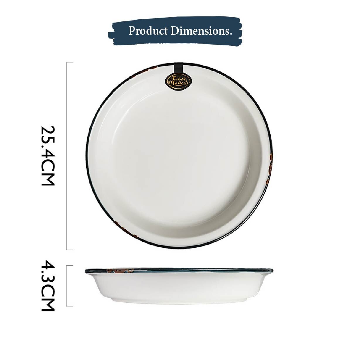 Enamel Blue 10 inch Deep Plate EB41100 (Lead and Cadmium Free + Microwave + Oven + Dishwasher Safe) 0.85kg
