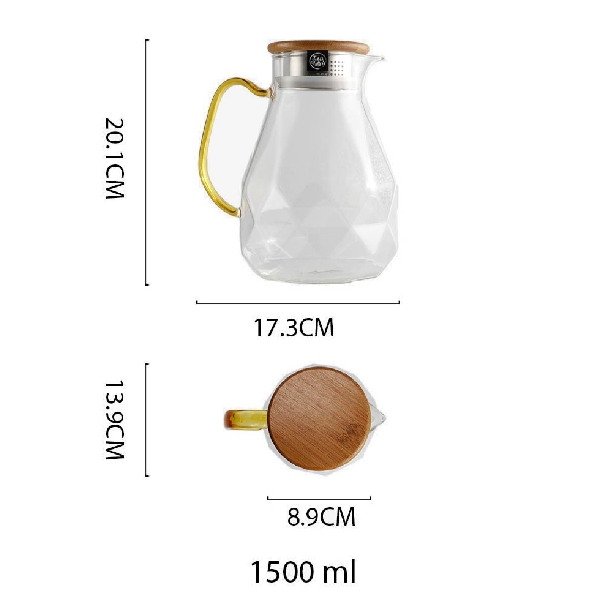 Taikyu Gold Handle Diamond Jug JGWH381500 1500ml