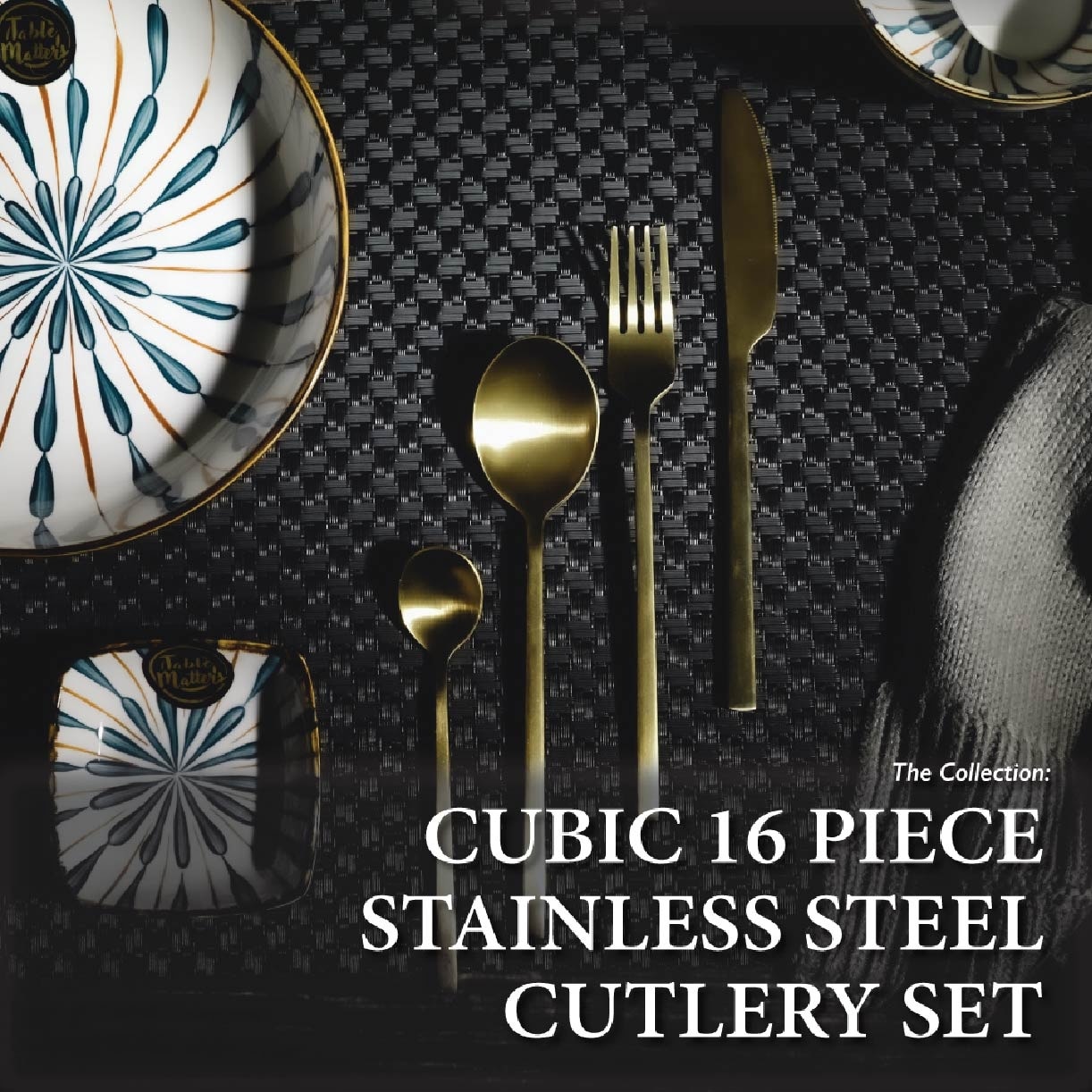 Cubic 16 Piece Stainless Steel Cutlery Set Matt Silver KN-6131-SILVER ( Made With High-Grade Stainless Steel, The Flatware Set Is Durable And Rust-Resistant Ideal) 0.725kg