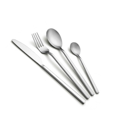 TABLE MATTERS Cubic 16 Piece Stainless Steel Cutlery Set Matt Silver KN-6131-SILVER ( Made With High-Grade Stainless Steel, The Flatware Set Is Durable And Rust-Resistant Ideal) 0.725kg