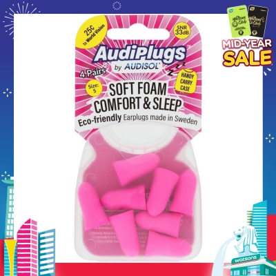 AUDIPLUGS Soft Foam Comfort & Sleep Ear Plugs (Pairs) 4s