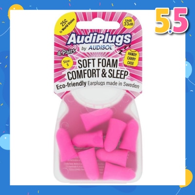 AUDIPLUGS Soft Foam Comfort & Sleep Ear Plugs (Pairs) 4s