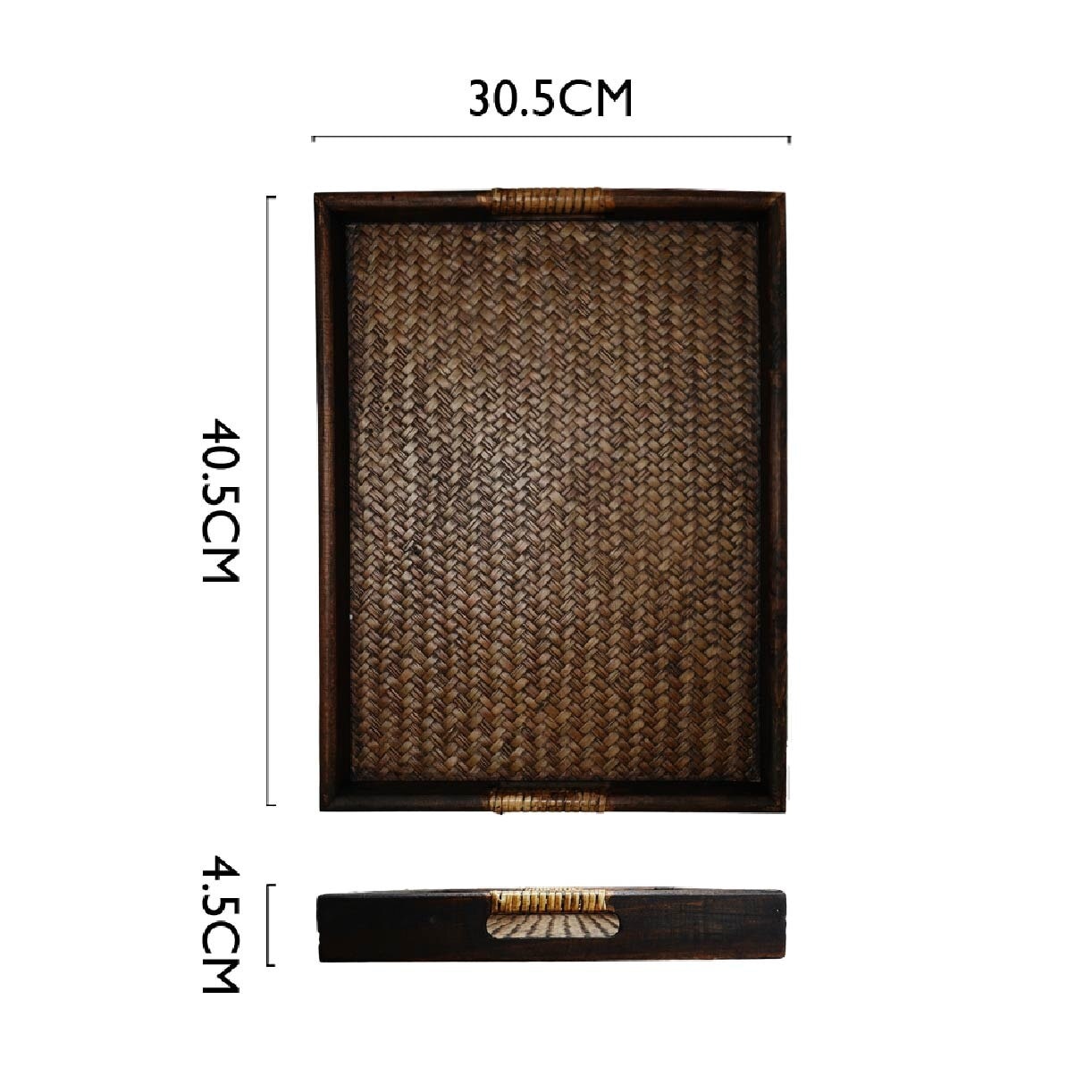 12 inch Wood Rattan Serving Tray TWRW65120 (Eco-Friendly And Highly-Sustainable Material) 0.58kg
