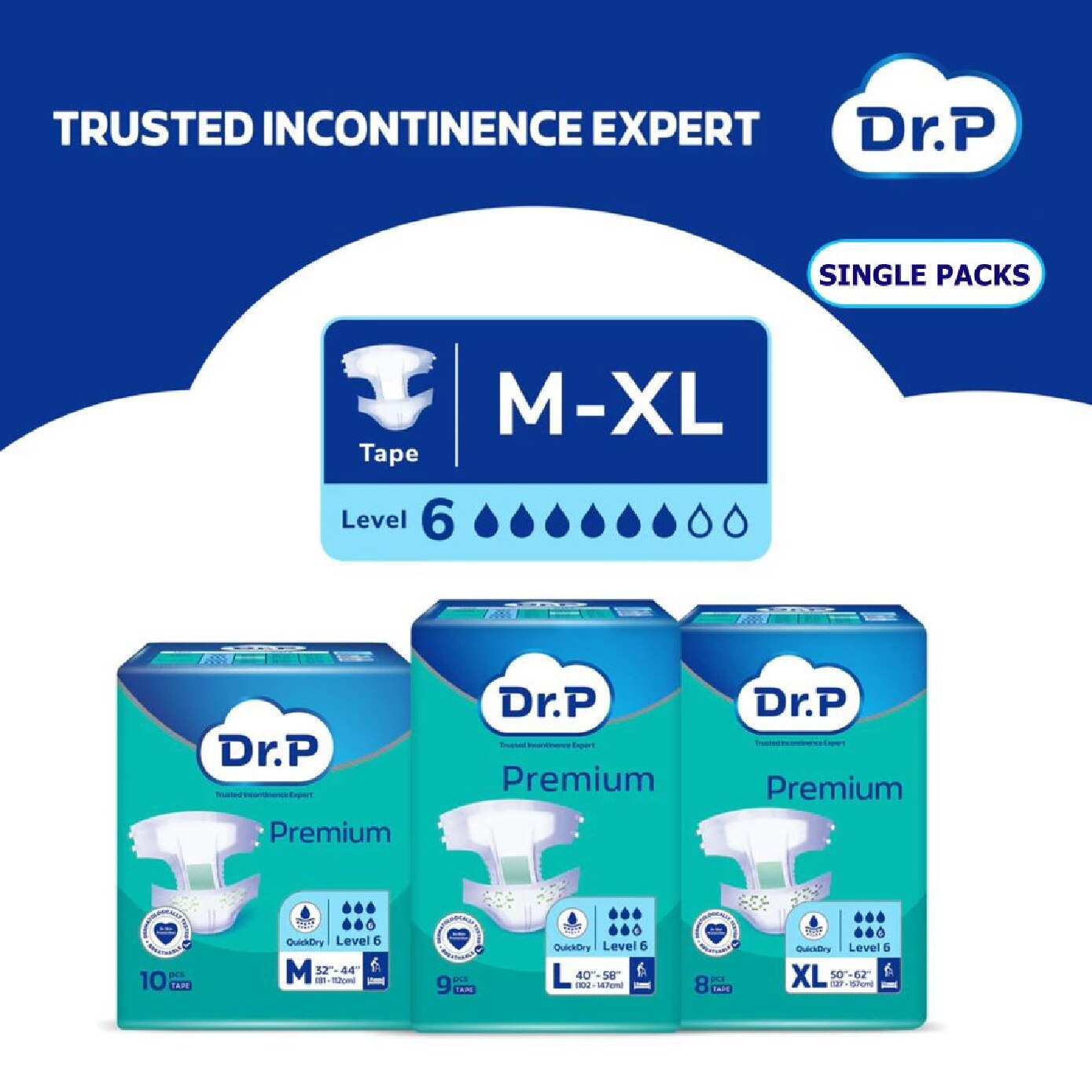 Premium Adult Diaper Level 6 Tape (M) 10s