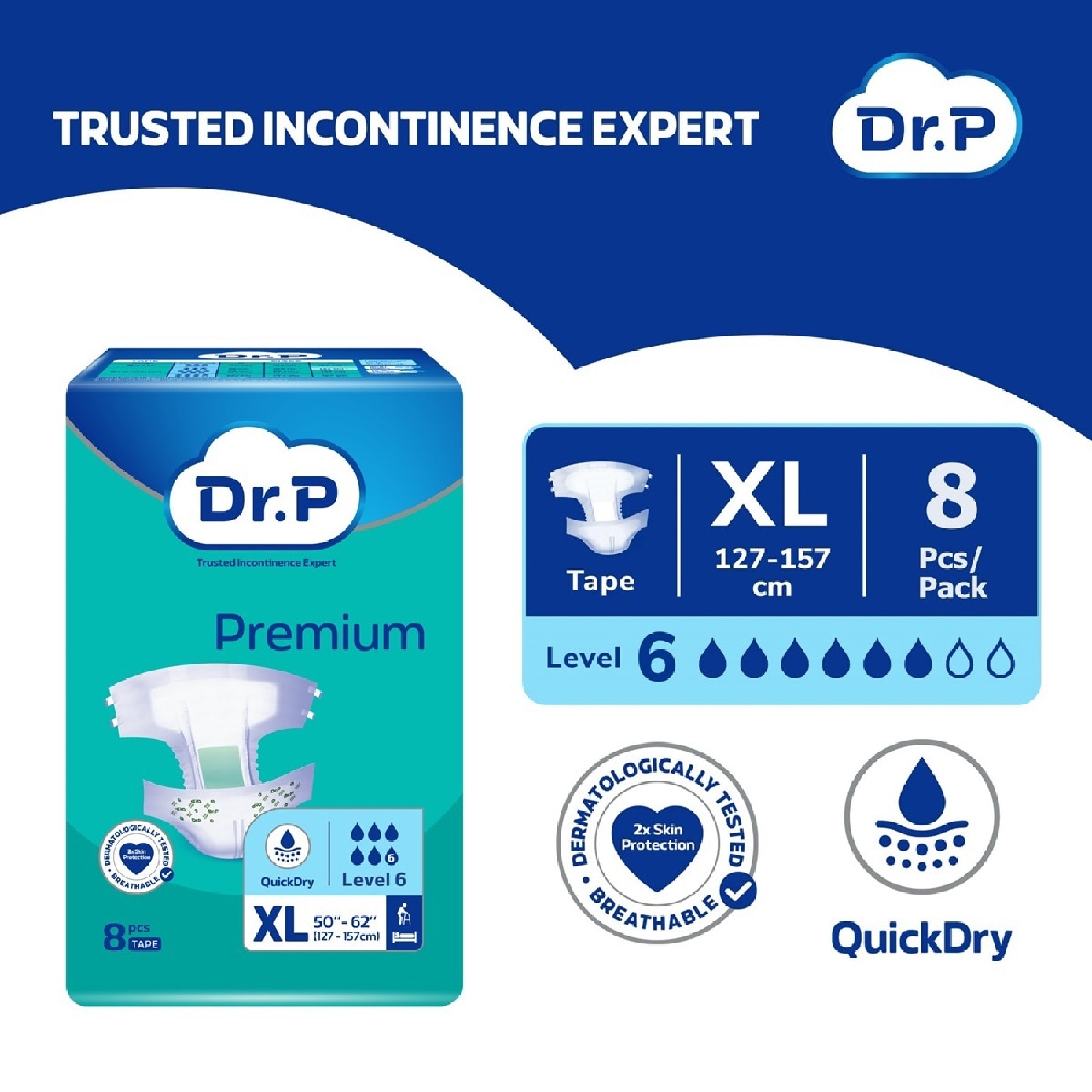 Premium Adult Diaper Level 6 Tape (XL) 8s