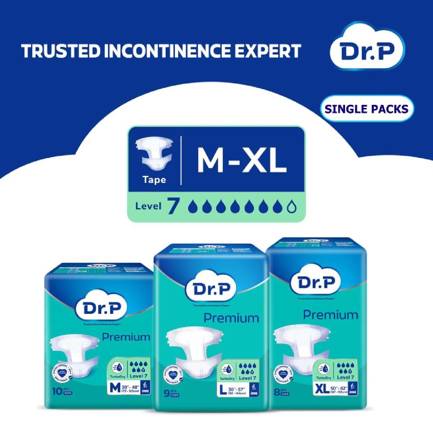 Premium Adult Diaper Level 7 Tape (M) 10s