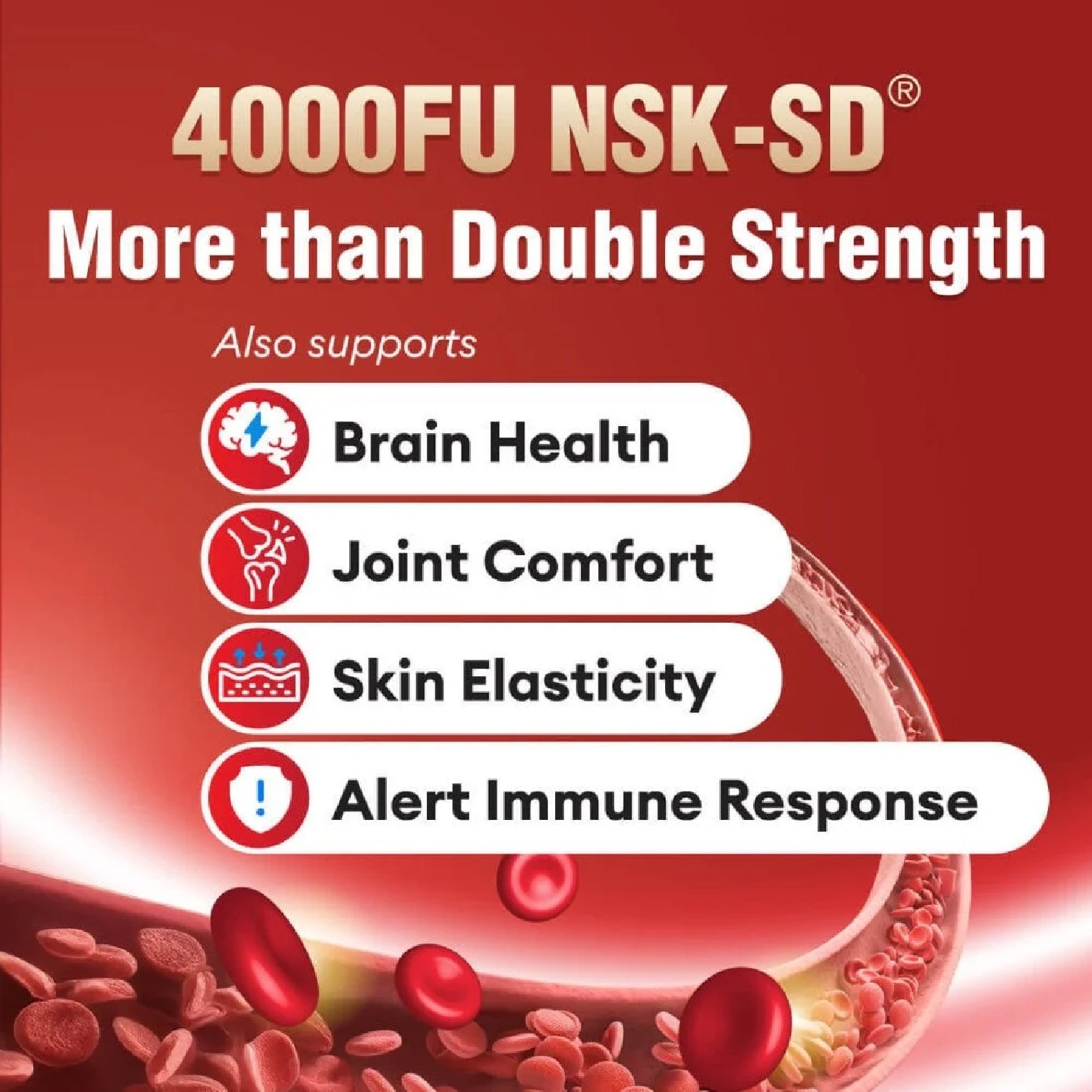 VesseClear EX Dietary Supplement Veggie Capsule (Nattokinase 4000FU + Elastin F for Clean & Flexible Blood Vessel, Healthy Circulation, Heart, Brain & Immune Health) 30s