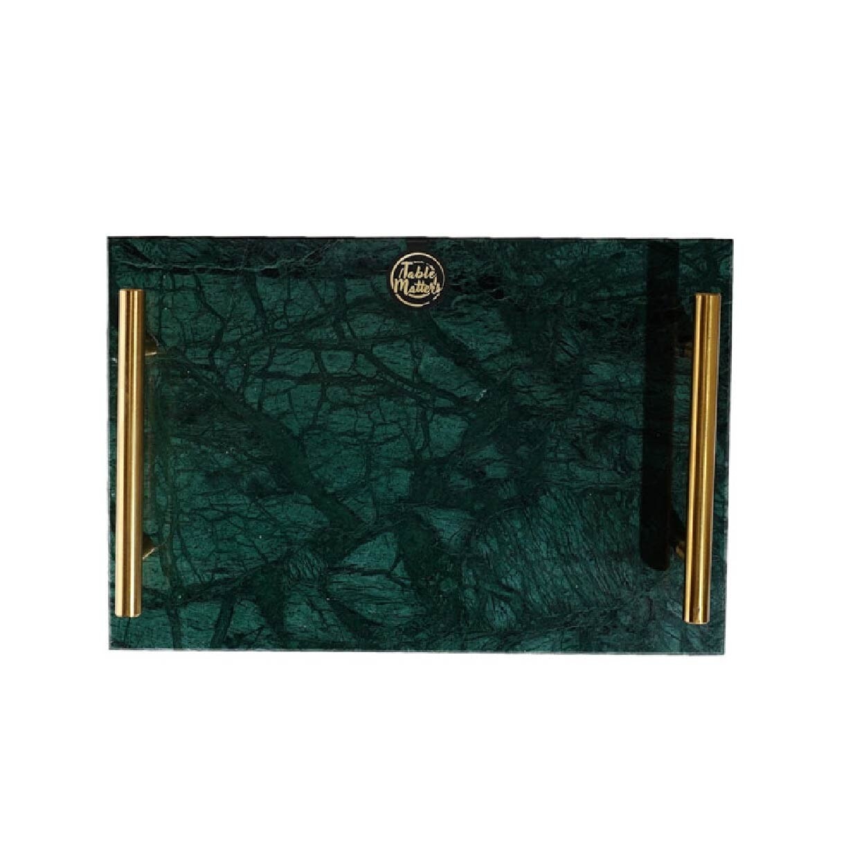 Scandi Turquoise Marble Dessert Tray with Brass Handle TMBG64300 1s