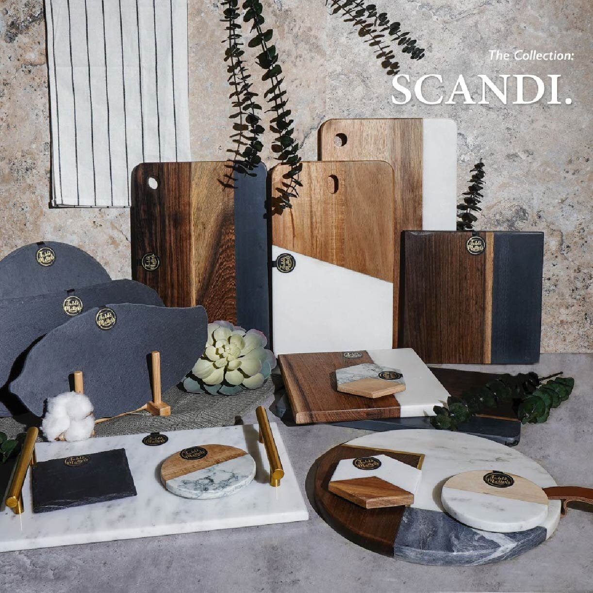 SCANDI Stone Wood Rectangular Cheese Board BSRB53300 (Multi-Purpose + Wenge Wood + Shale) 1.17kg
