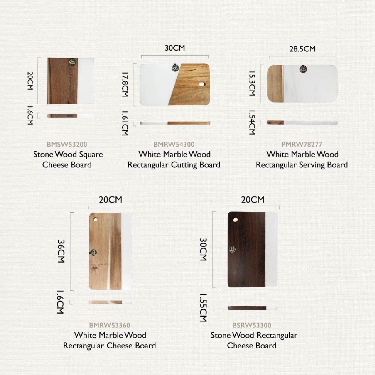 SCANDI Stone Wood Rectangular Cheese Board BSRB53300 (Multi-Purpose + Wenge Wood + Shale) 1.17kg